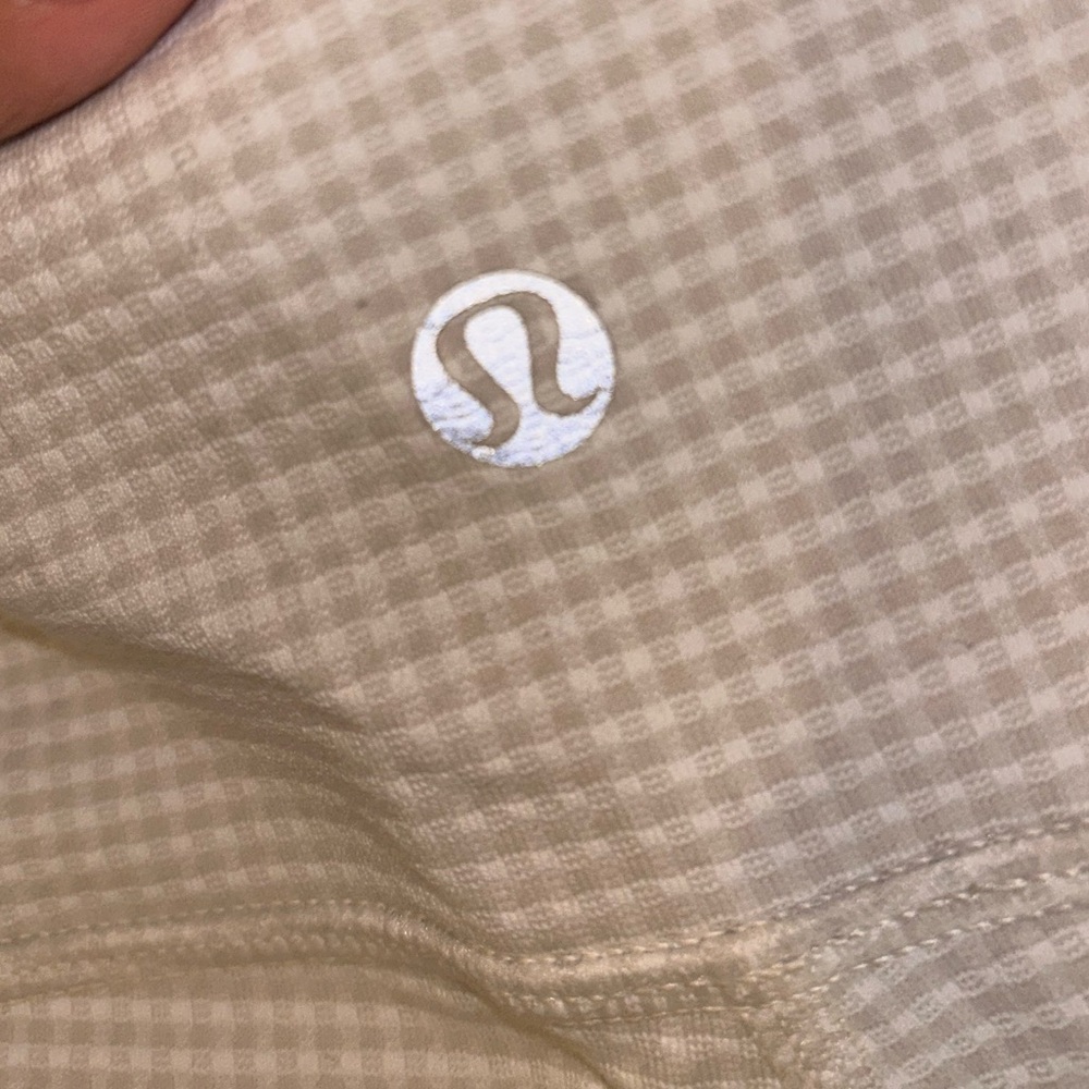 White and beige checkered Lululemon Capris - Picture 3 of 4
